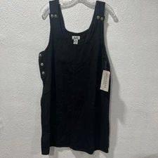 VTG Sostanza Dress Large Black Jumper Overall Pockets Cotton Relaxed