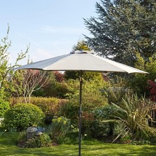 Garden Parasol 2.7 Metre Patio Shade Aluminium Pole Crank Tilt Grey Seconds
