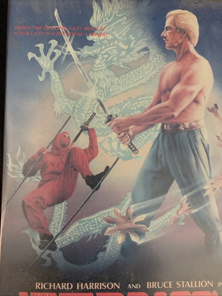 Ninja Dragon VHS 1986 BIG BOX Richard Harrison Bruce Stallion Action Crime RARE! - Image 4 of 4