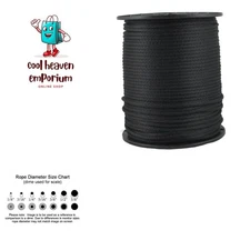 3/16 inch Black Dacron Polyester Rope - 500 Foot Spool | Solid Braid - Indust...