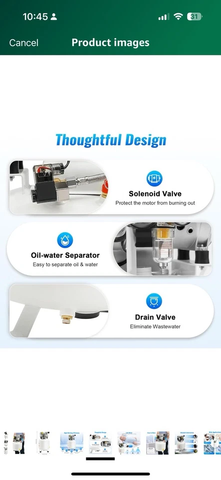 40L Medical Ultra Silent Oil-Free Portable Air Compressor Air Pump110V 165Liters - Image 4 of 4