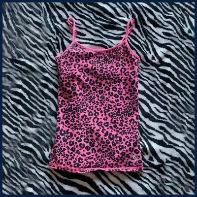 Leopard pattern Camisole rock aesthetic emo girl Y2K crop tops casual punk.