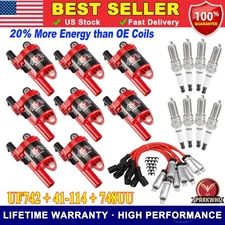 High Performance UF742 Ignition Coil & Spark Plug & Wire For Chevy GMC 5.3L 6.2L