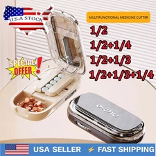 Portable Pills Cutter Dustproof Adjustable Tablet Splitter Daily Pill Storage US