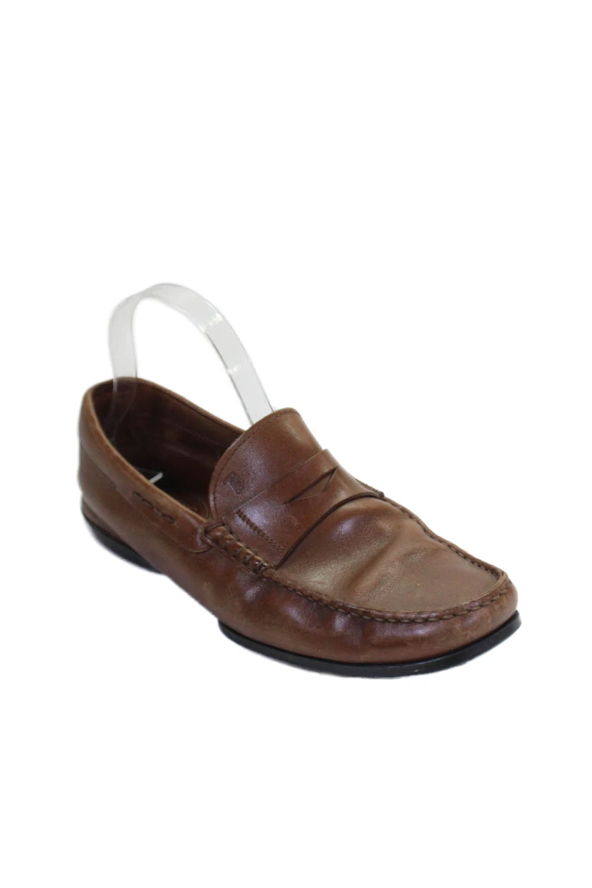 TOD’S Scarpe casual Tods uomo pelle testurizzata foderate punta chiusa slip on marrone taglia 11