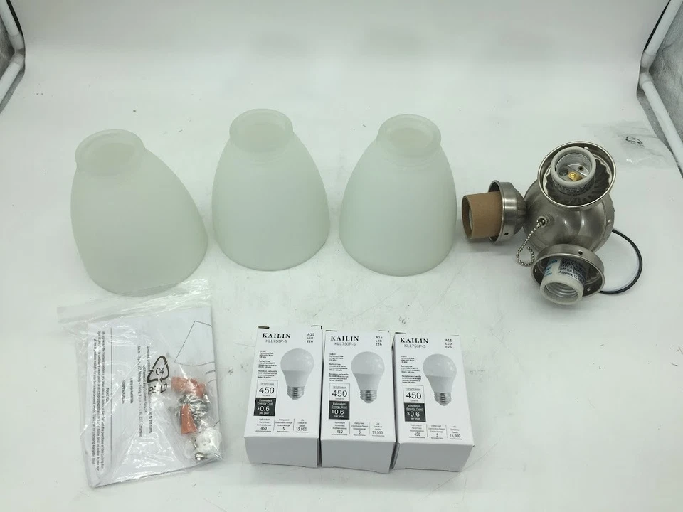 Hampton Bay 3-Light Brushed Nickel Ceiling Fan Shades LED Light Kit, 91382 - Image 2 of 4