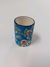 Victorian Longwy Matchstriker French Vesta Match Striker Holder Blue Flower Cup
