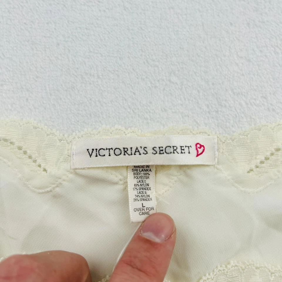 Victoria's Secret Camisola Mujer Grande Marfil Encaje Babydoll Gasa Lencería NUEVO Foto 2 de 4