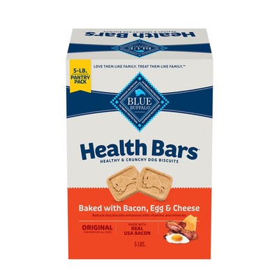 BLUE Buffalo Health Bars Crunchy Dog Treat Biscuits, Bacon, Egg & Cheese(5 lbs.)