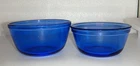 Lot 2 Anchor Hocking Vtg Cobalt Blue Nesting Mixing Bowls 1.5 qt, 1 qt