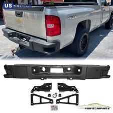Black Rear Step Bumper Wside Steps Wsensor Holes For 2007-2013 Silverado 1500