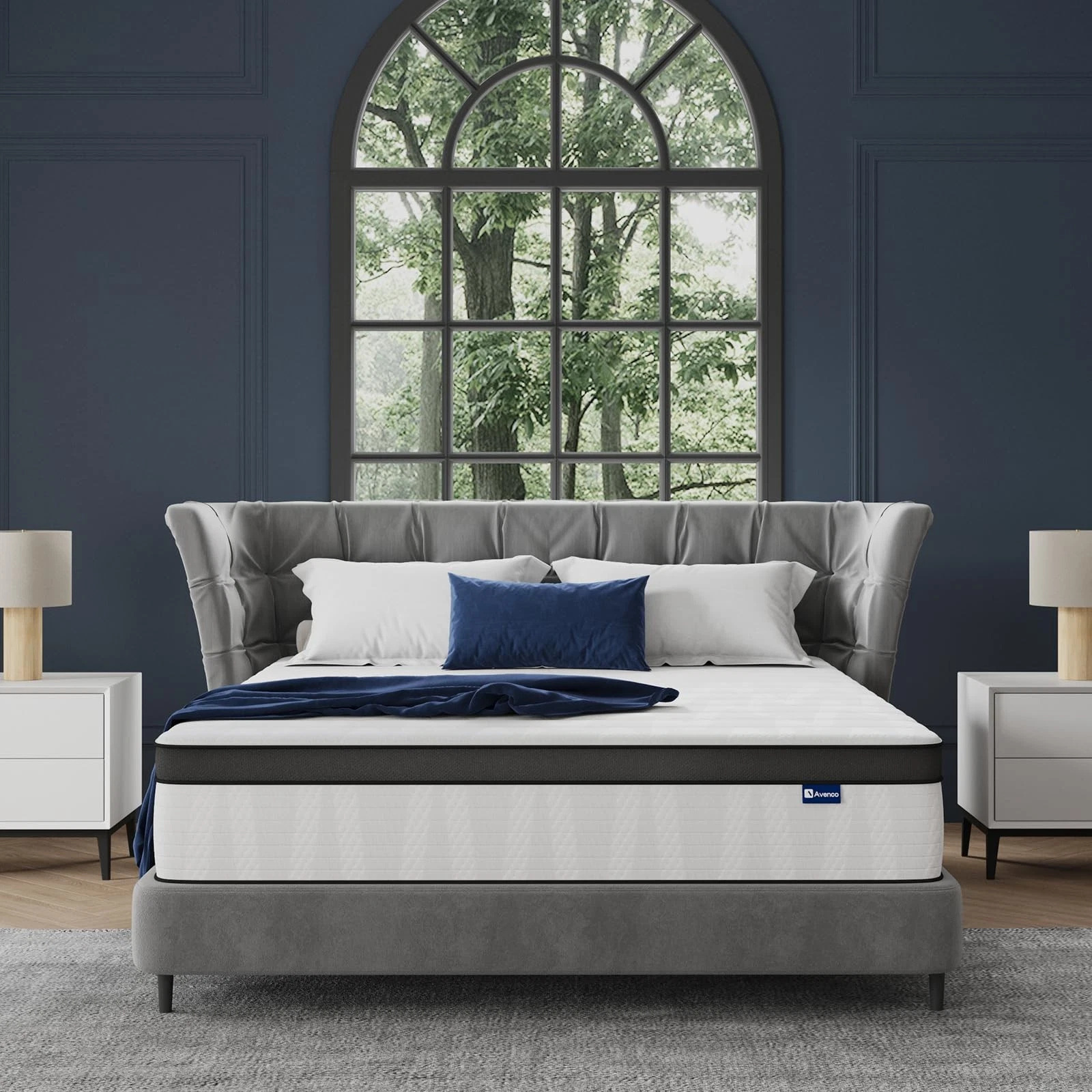 Mattress 14 Inch King Size Medium Firm Pocket Springs White AOMS14KWP7 Avenco