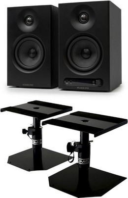 Vulkkano Pro4 Studiomonitore aktiv Bluetooth 80W schwarz ISO Stative Set
