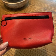 SHISEIDO GINZO TOKYO Red Black MAKE UP MAKEUP BAG TRAVEL STORAGE Zipper 9"x6"