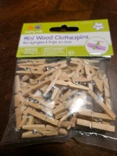 50 pc MINI 1" inch small CLOTHESPIN Natural Wood Miniature Clip Arts Crafts 