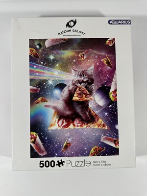 AQUARIUS Random Galaxy Cat Pizza Tacos Rainbow 500 Piece Jigsaw Puzzle 14  x 19 