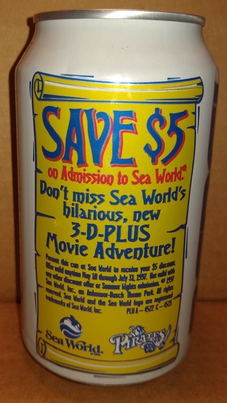 Pepsi 12 oz. Can - Sea World. 3-D Plus Movie Adventure Anheuser-Busch Theme Park