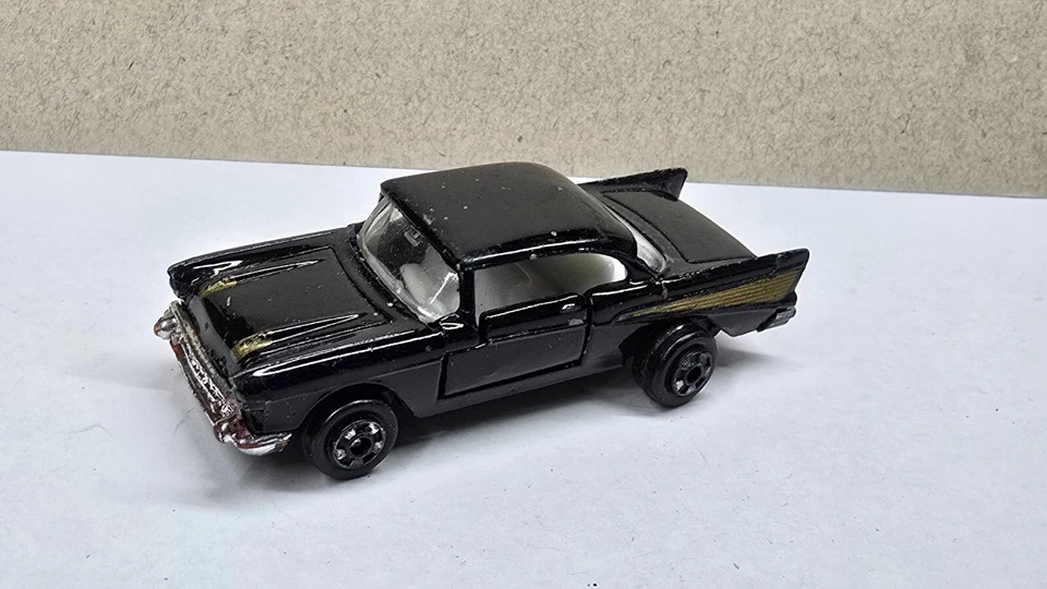 Vintage Zylmex P355 '57 Chevy Hardtop Black Diecast Car Hong Kong Doors Open - Image 2 of 4