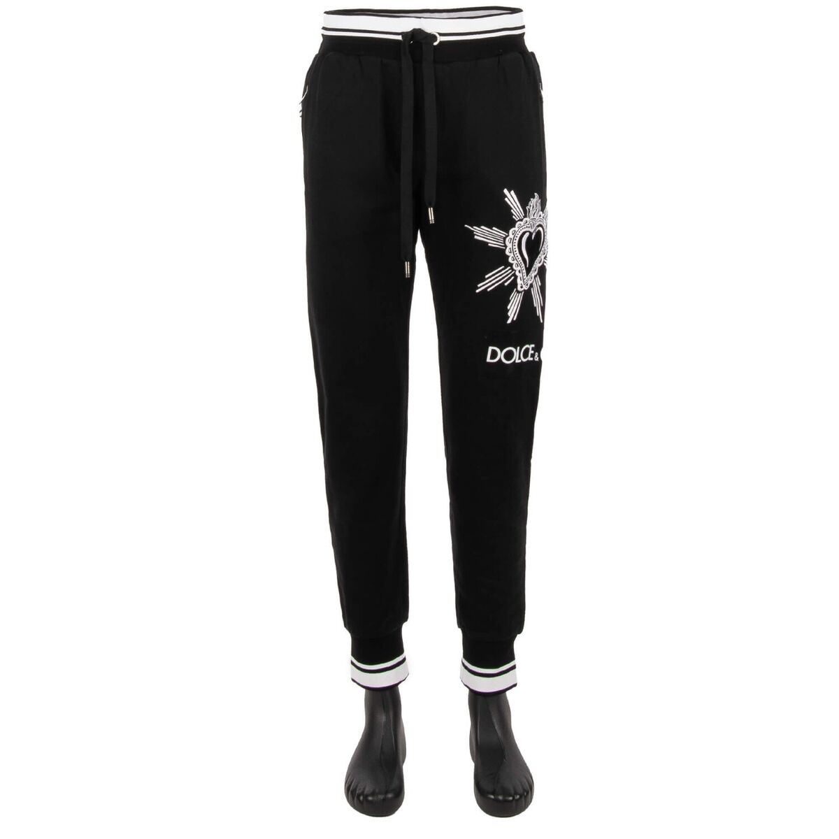 DOLCE & GABBANA Cotton Track Jogging Pants with Sacred Heart DOLCE & GABBANA Cotton Track Jogging Pants with Sacred Heart
