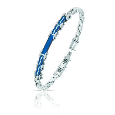 Bracciale Uomo in Acciaio 316L con finiture black e pietre