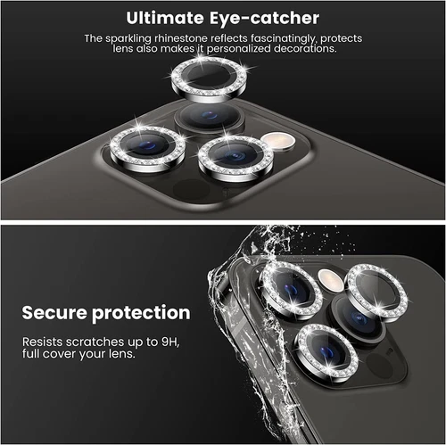 Blue For iPhone 16/16 Pro/16Pro Max 16 Plus Camera Protector Bling Diamond Lens - Picture 7 of 9