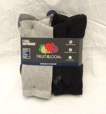 Boys Size 3-9 10 Pack Fruit Of The Loom Dual Defense Socks