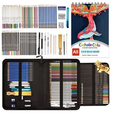 Artistic Wonders 77-Piece Drawing Set - Complete Art Supplies Kit with 3-Color S