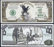 Lot of 500 BILLS - Black Eagle with Paul Revere Trillion Dollar Bill 