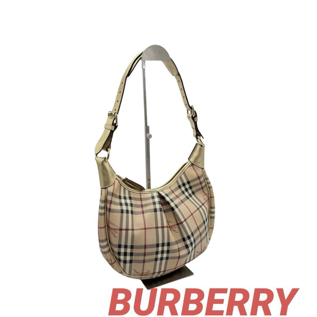 Burberry Shoulder Bag Nova Check Canvas Beige Authentic F1205356