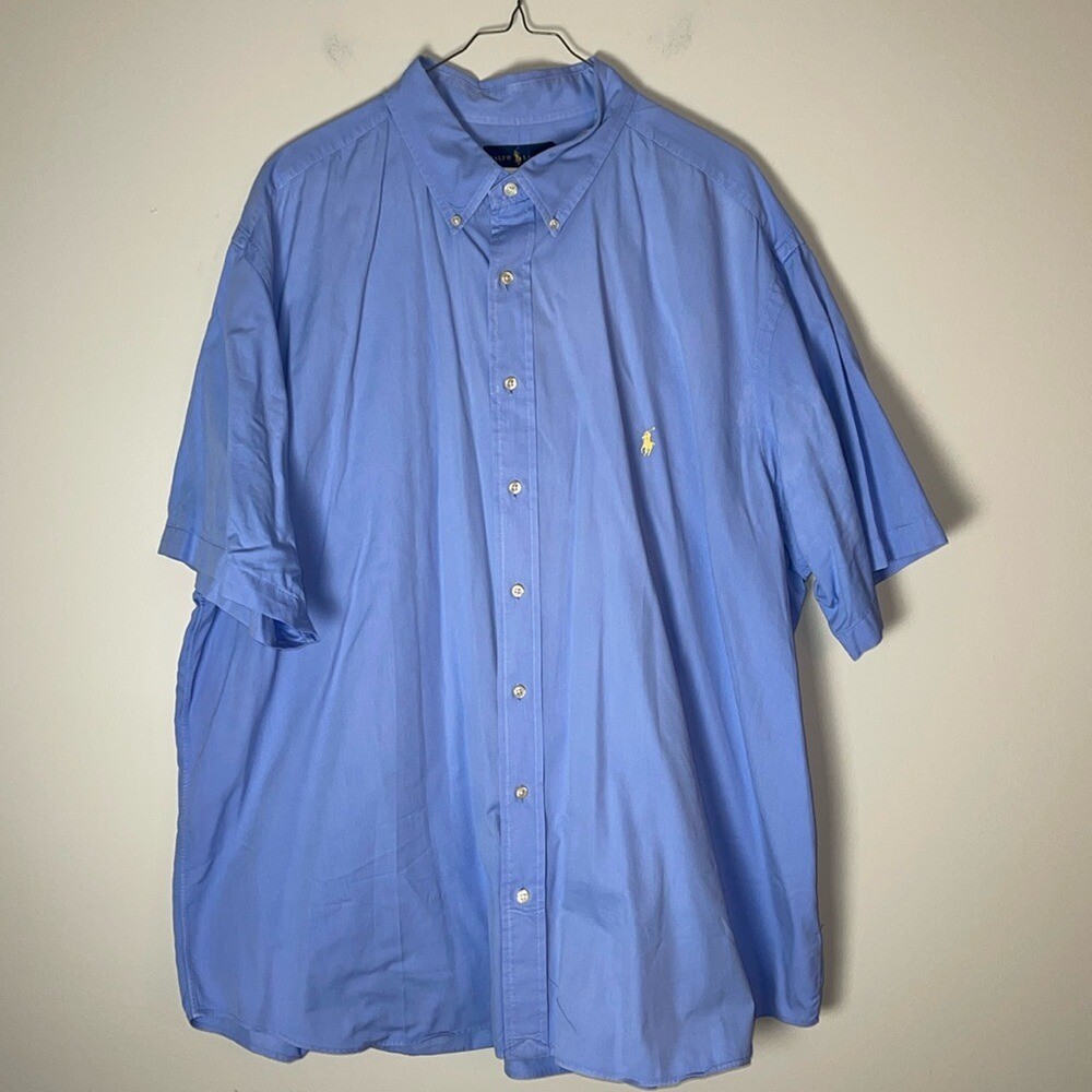 Camicia Ralph Lauren blu chiaro 2XB twill manica corta pony