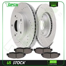 Ceramic Pads and Brake Rotors Front Drill Slot For Honda Civic 2012 DX LX EX