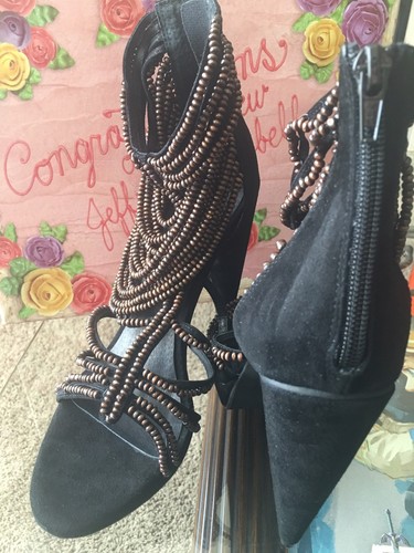 NEU JEFFREY CAMPBELL BEHATI PERLEN SCHWARZ VELOURSLEDER ABSATZSCHUHE GRÖSSE 8 - Bild 4 von 4