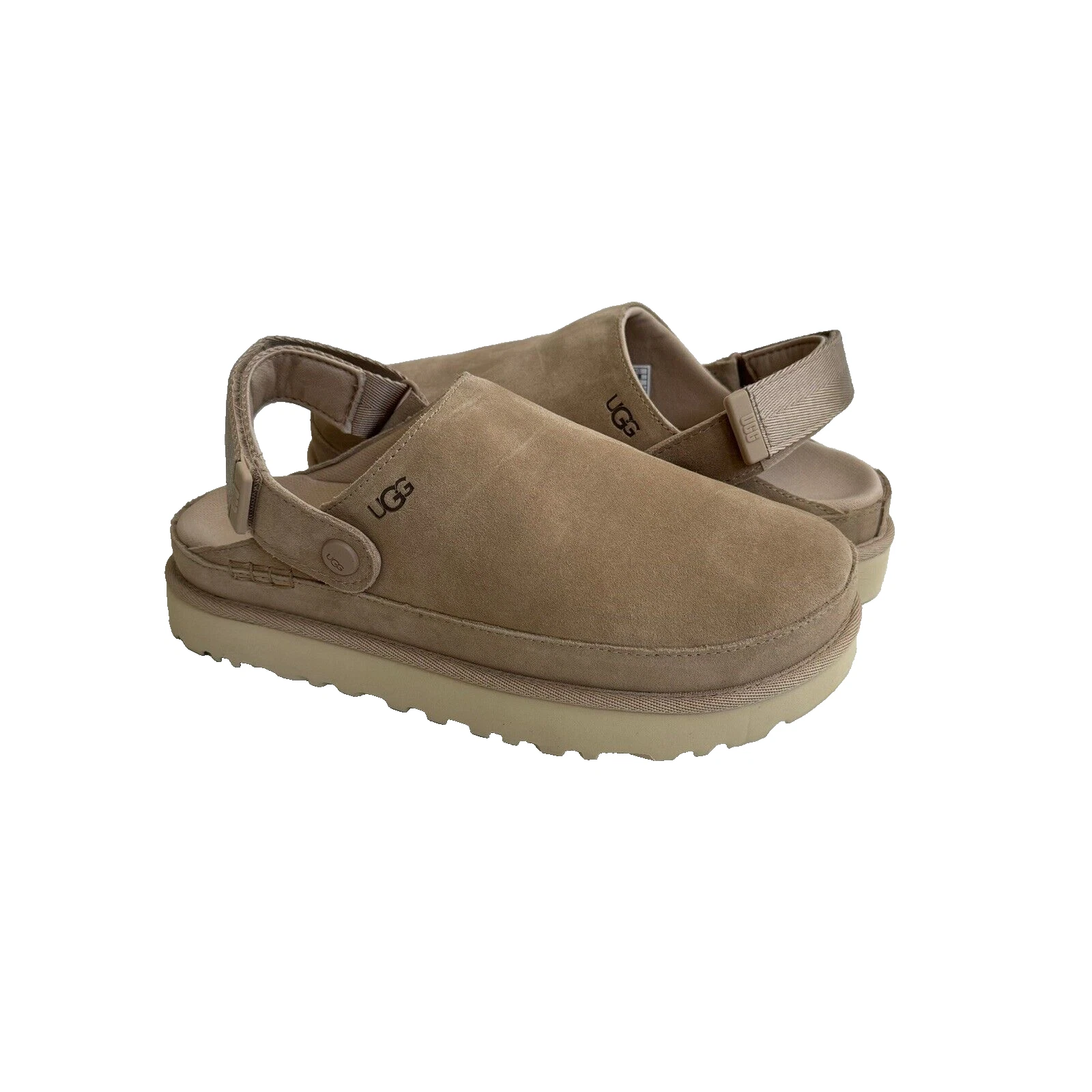 UGG GOLDENS ZOCCOLO SABBIA SLIDE PLATFORM SANDALO US 6 EU 37 UK 4