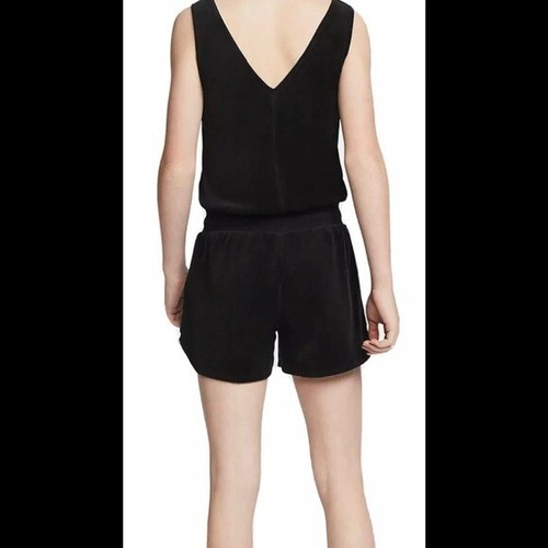Nike Youth Girl's Size Small Black Heritage Terry Cloth Pockets Romper Shorts - Picture 2 of 8