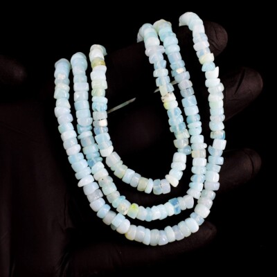 Schöne Halskette 3 Strang brillant blau Opal 311 kt Perlen VK 58 E668