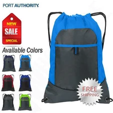 Port Authority Pocket Cinch Pack Drawstring Sport Gym Bag BG611