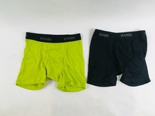 Hanes Boxer Briefs Boys Youth Size Medium Black and Pea Green Stretch 2 Pack