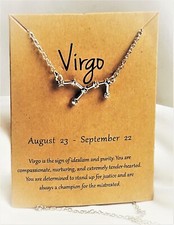20' Silver Astrology Constellation Horoscope Necklace with CZ Stones - Virgo