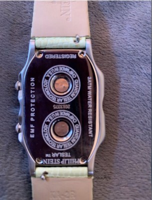 NWT phillip stein teslar watch w/Swarovski Green. womens mop  display picture 2