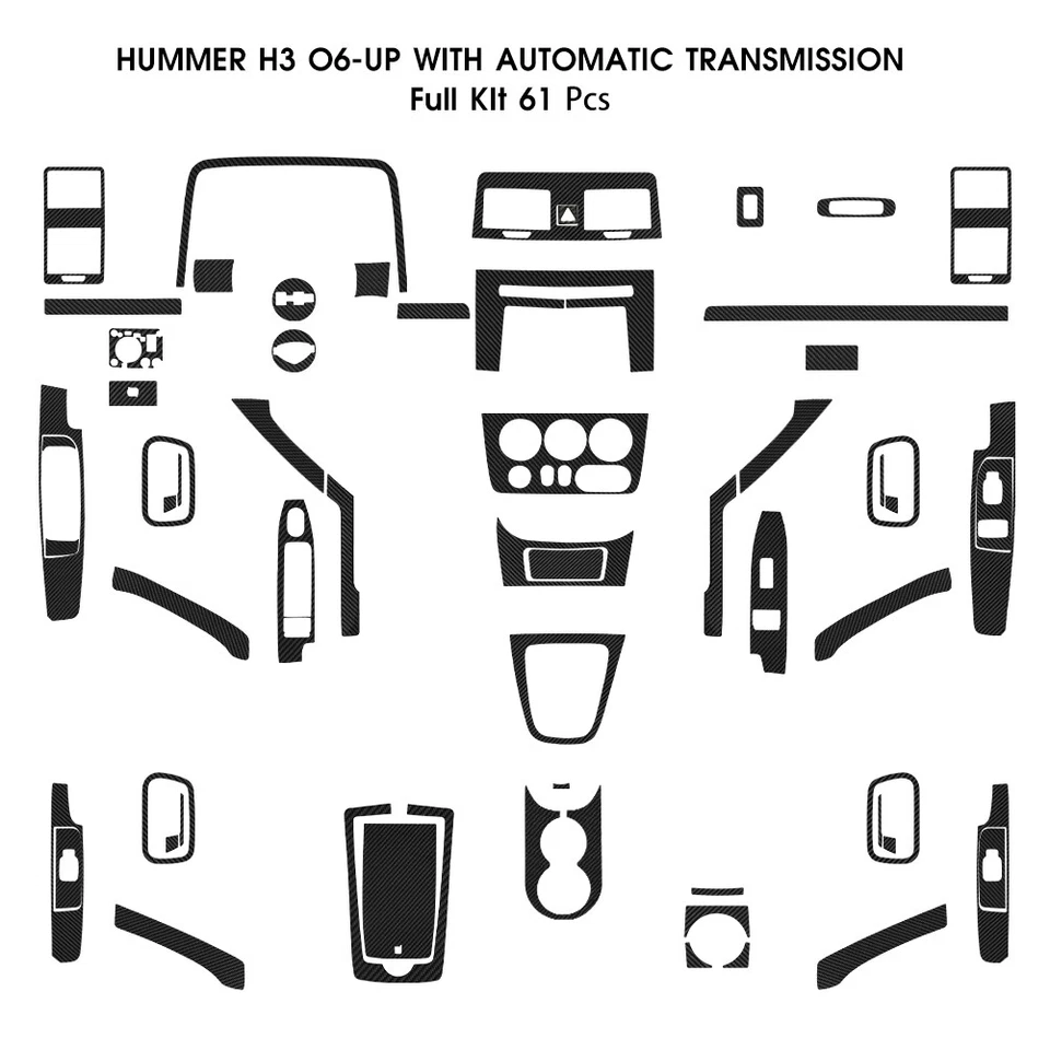 61Pcs For Hummer H3 2006, 2007, 2008, 2009, 2010 Full Interior Kit Foto 2 de 4