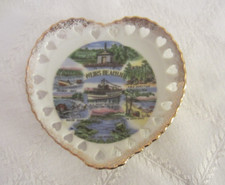 Vintage Weirs Beach NH Souvenir Plate - Reticulated Heart Edge