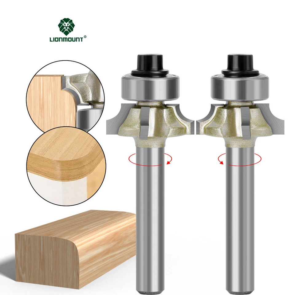 LIONMOUNT 4 Blades Round Over Edge Profile Router Bit, 1/1.5/2/2.5/3mm Radius, 1/4 Shank