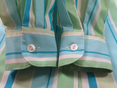 Womens Foxcroft Long Sleeve Wrinkle Free Green Striped Blouse Top Shirt Size 4 - Picture 8 of 11