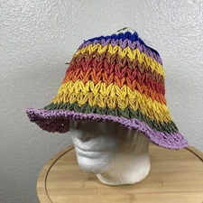 Paper Hat Adjustable NEW Multi-color Rainbow Bucket Flower Cap