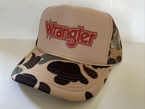 Vintage Wrangler jean chapeau camionneur camouflage casquette de chasse chapeau snapback - Photo 1/2
