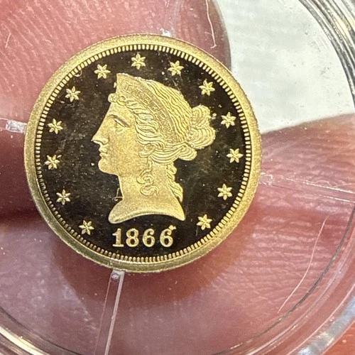 American Mint Liberty 1866 Double  Eagle  .585 gold coin  1/2 gram w/COA