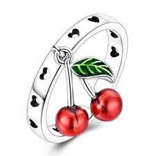 MULA Original 925 Sterling Silver Finger Ring Sweet Cherry Love Women Jewelry