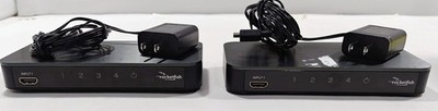 LOT OF 2 Rocketfish 4K 4-port HDMI Switch Model RF-G1501 Black - w/Power AC'S