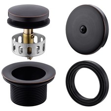 Brass Tip-Toe Tub Drain Kit with Basket Strainer and Single Hole Overflow Fac...