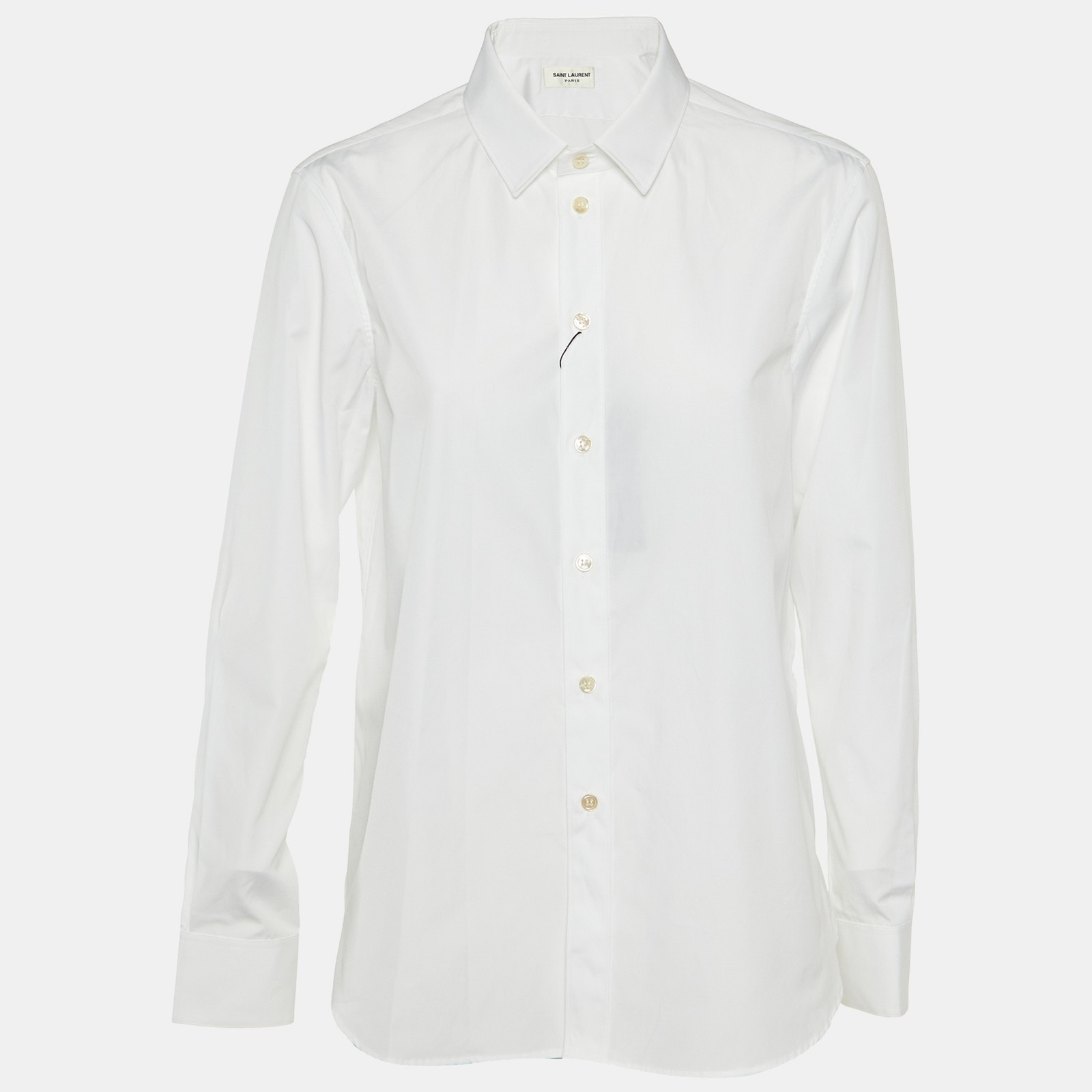 Camicia Saint Laurent Paris bianca in cotone con bottoni davanti L